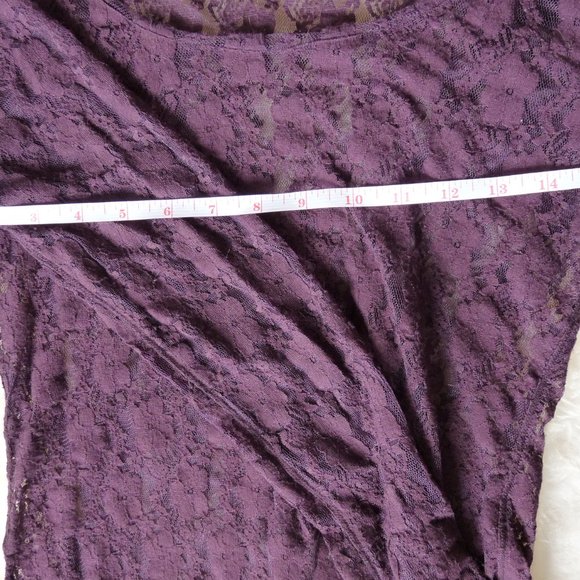 SOLD Longsleeve Sheer Lace Shirt, Eggplant/Plum - Picture 6 of 6